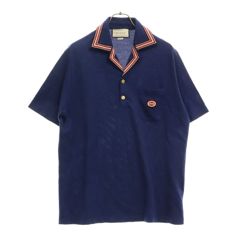 GUCCI (グッチ) GG Sticker Cotton Short Sleeve Polo Shirt インター