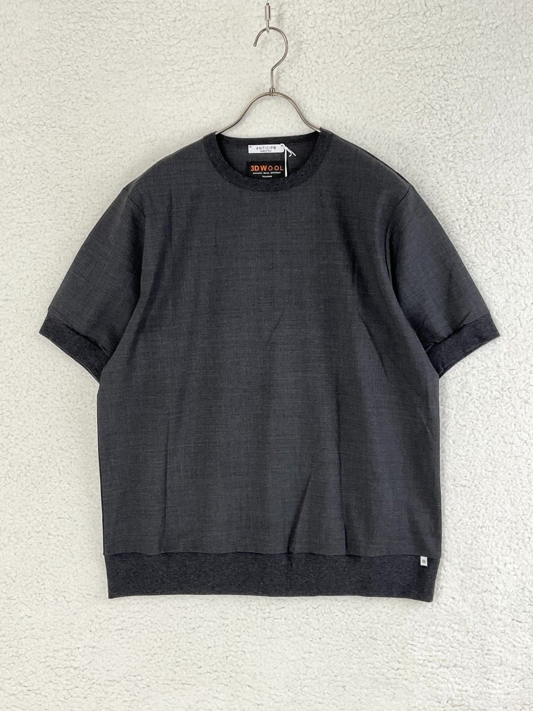 【未使用品】ANTICIPO 3D WOOLリブサマーウールカットソー 48 未使用 ANTICIPO アンティーチポ 48 グレー 3D WOOLリブサマー