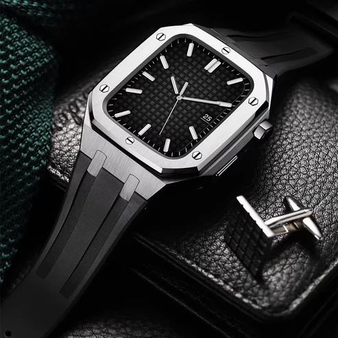 アップルウォッチバンド Apple Watchバンド SOL ソル Chronos Metal ブラックバンド×シルバー 44 mm 45 46 mm対応 BELTIES