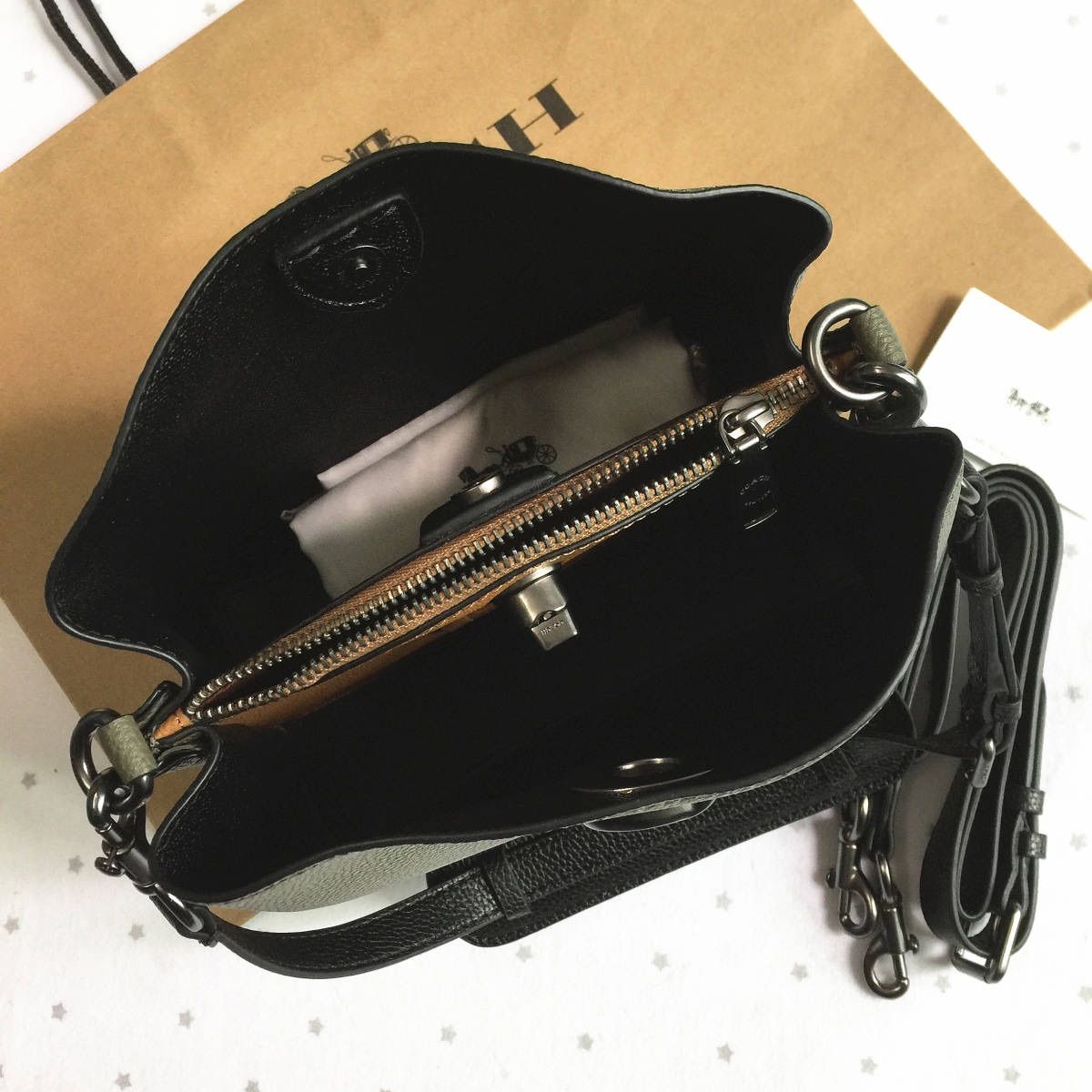 新品未使用】COACH コーチバッグ C3766 オリーブグリーン バケット