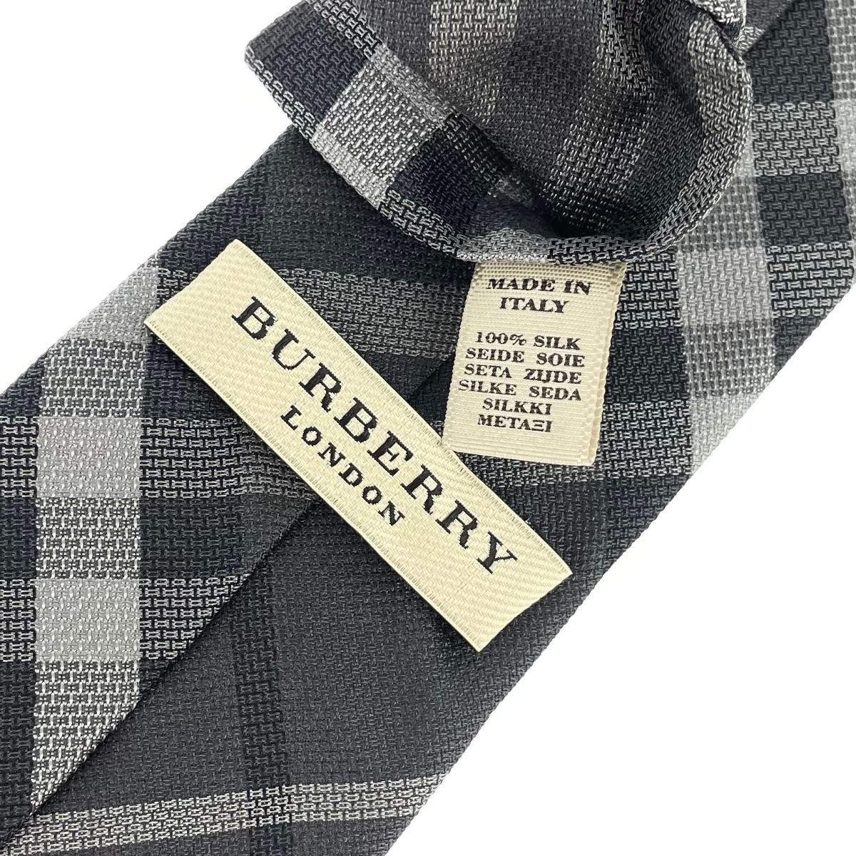 BURBERRY LONDON バーバリーロンドン ネクタイ グレー シルク100