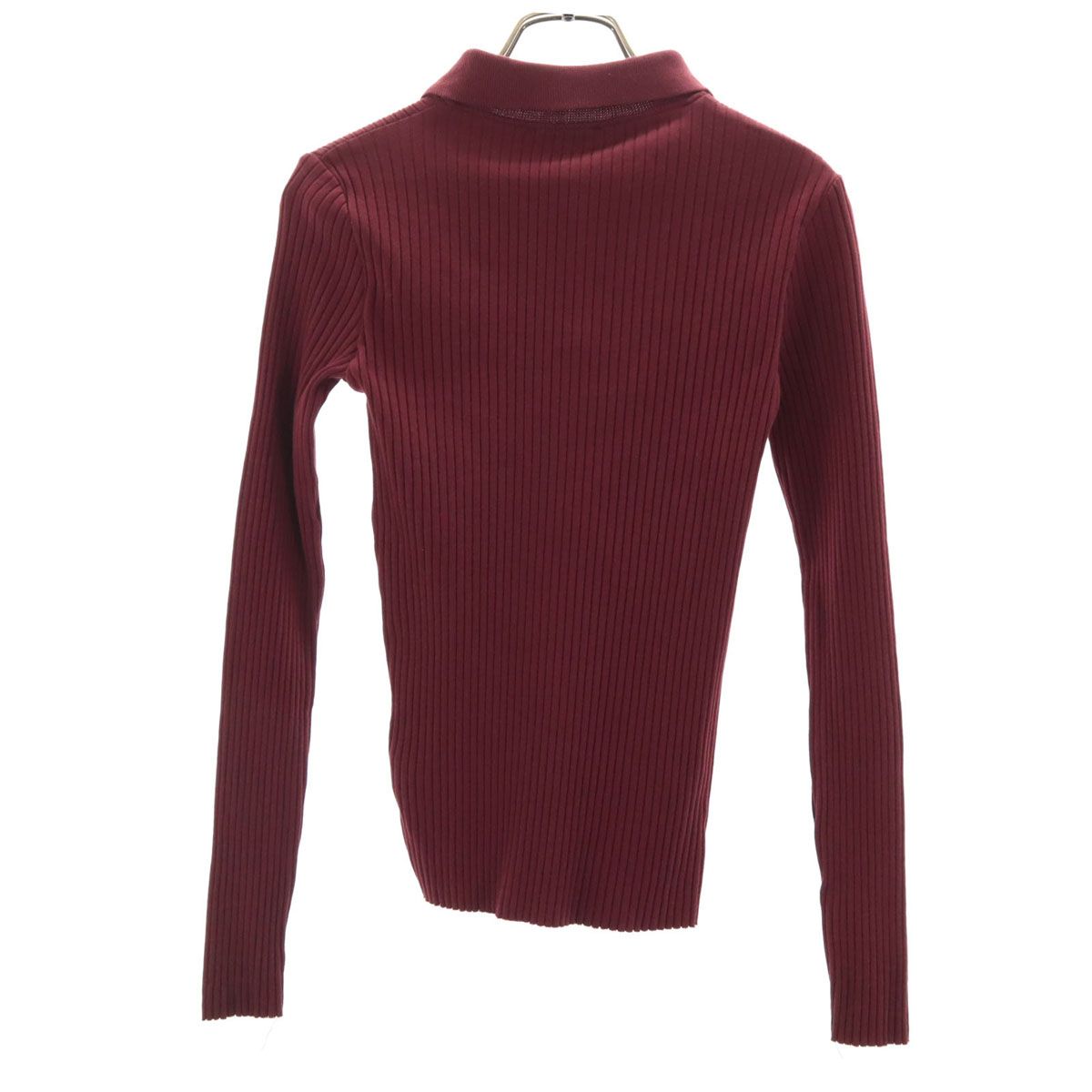 未使用 ZARA ザラ 長袖 ハーフジップ リブ ニット M ボルドー 