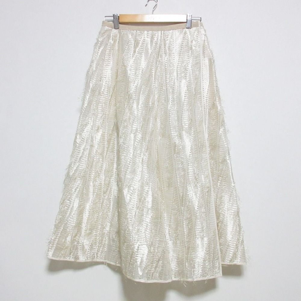 美品 21SS BLAMINK ブラミンク シルクブレンド マキシ丈 ラメフリンジ  