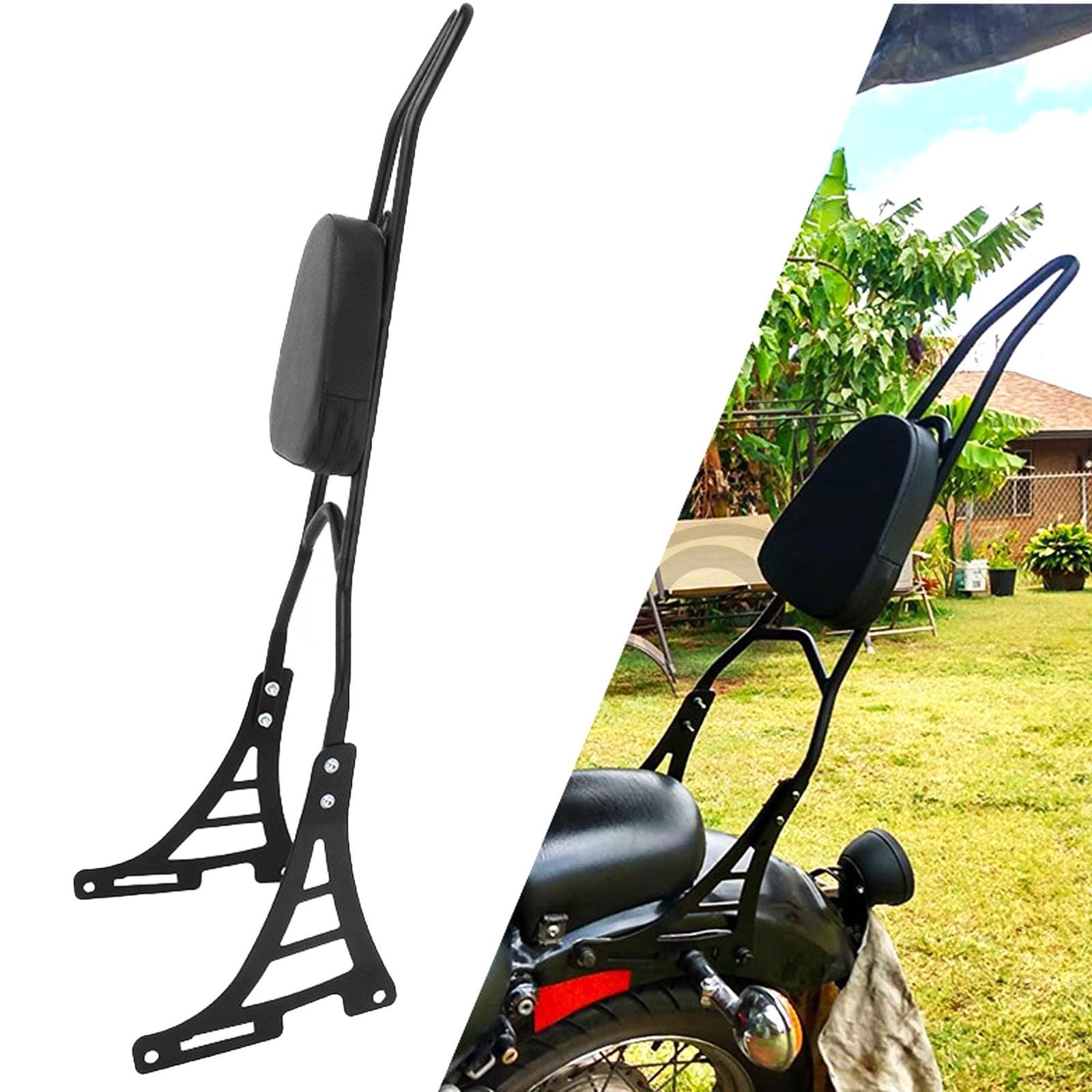 XL1200R XL883R XLH883 スポーツスターXL883C 2004年以降 XLH1200 ソリッドスチール製 振れ止め モデル バックレスト パッド付き に適合する シーシーバー リア ブラック 用 ハーレー シーシーバー 互換品 Yoothi