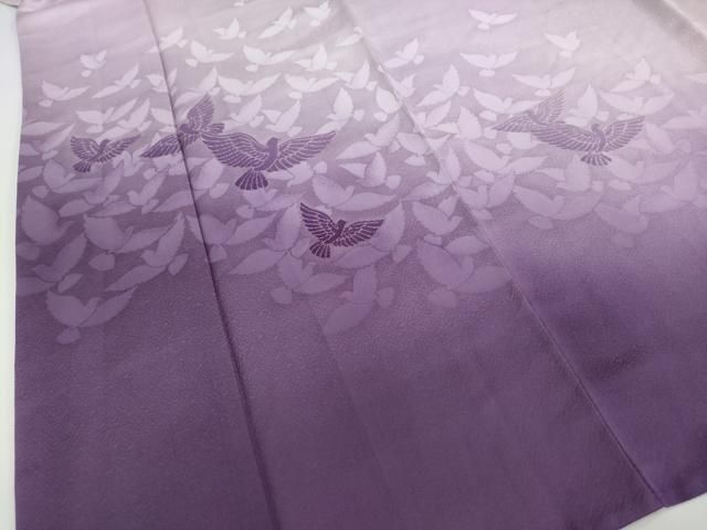 平和屋着物●染色作家　斉藤三才　無地絵羽訪問着　三才鳥　草色地　正絹　逸品　AABE0143cs 平和屋着物○染色作家 斉藤三才 無地絵羽訪問着 三才鳥 草色