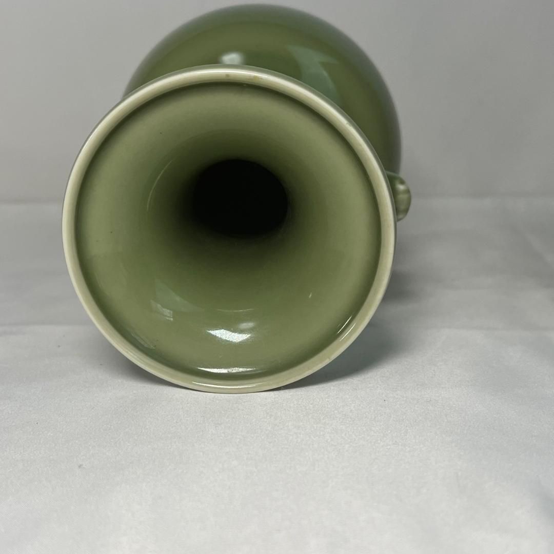 加藤渓山作 天龍寺 青瓷花瓶 共箱 高さ28cm 青磁 花器 美品