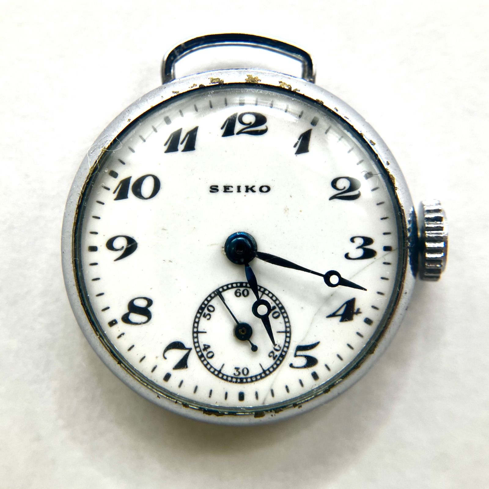 貴重！戦前　アンティーク　ホーロー文字盤セイコー　スモセコ時計