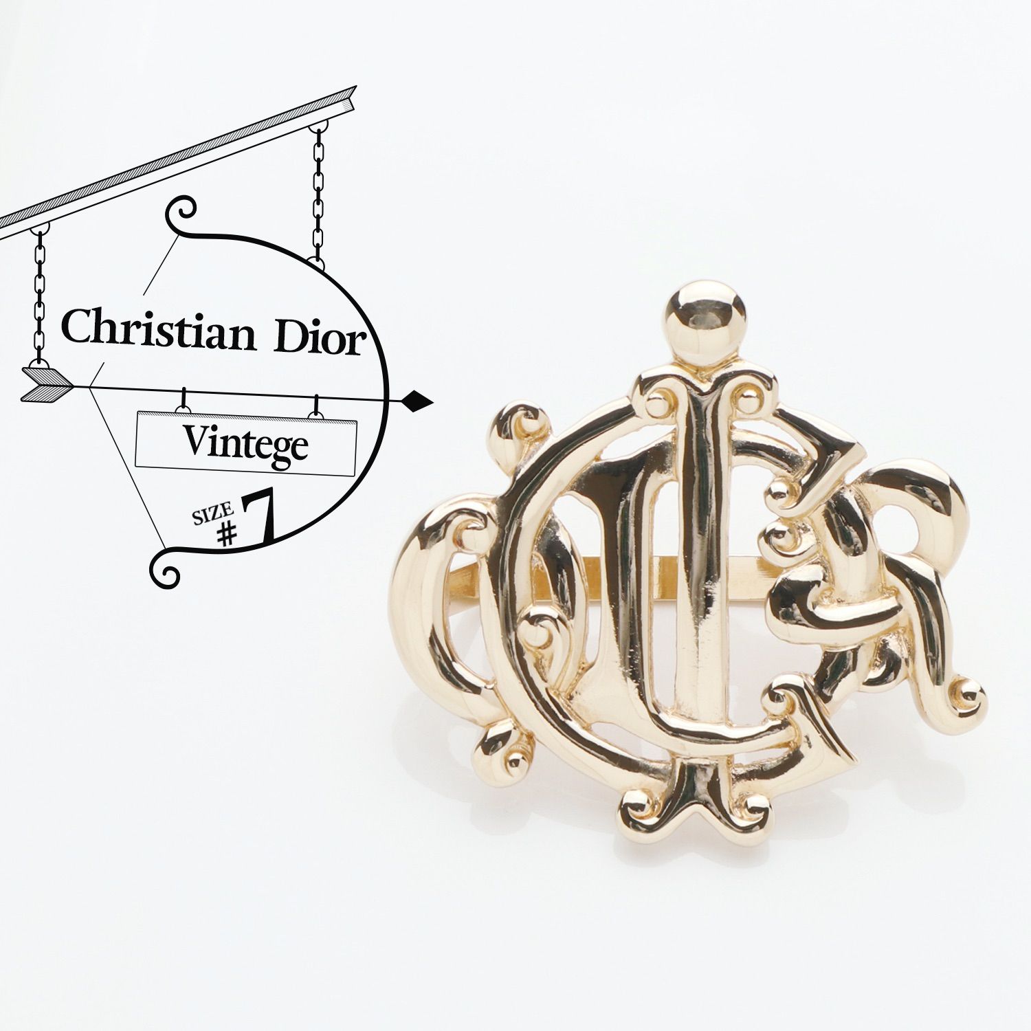 美品 Christian Dior ディオール ヴィンテージ スカーフリング