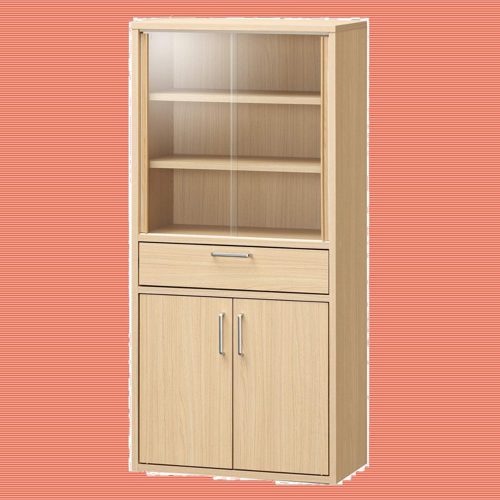 数量 白井産業 食器棚 カップボード キッチン収納 ガラスキャビネット 一人暮らしの部屋や狭いスペースにぴったりサイズ ナチュラルブラウン木目柄 ベーシックデザイン 幅56.6×奥行29.5×高さ119cm FUL-1255DGHNA フルニコ