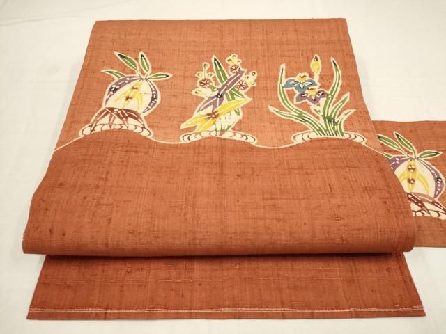 平和屋着物○人間国宝 芹沢圭介一番弟子 下平清人 九寸名古屋帯 型染