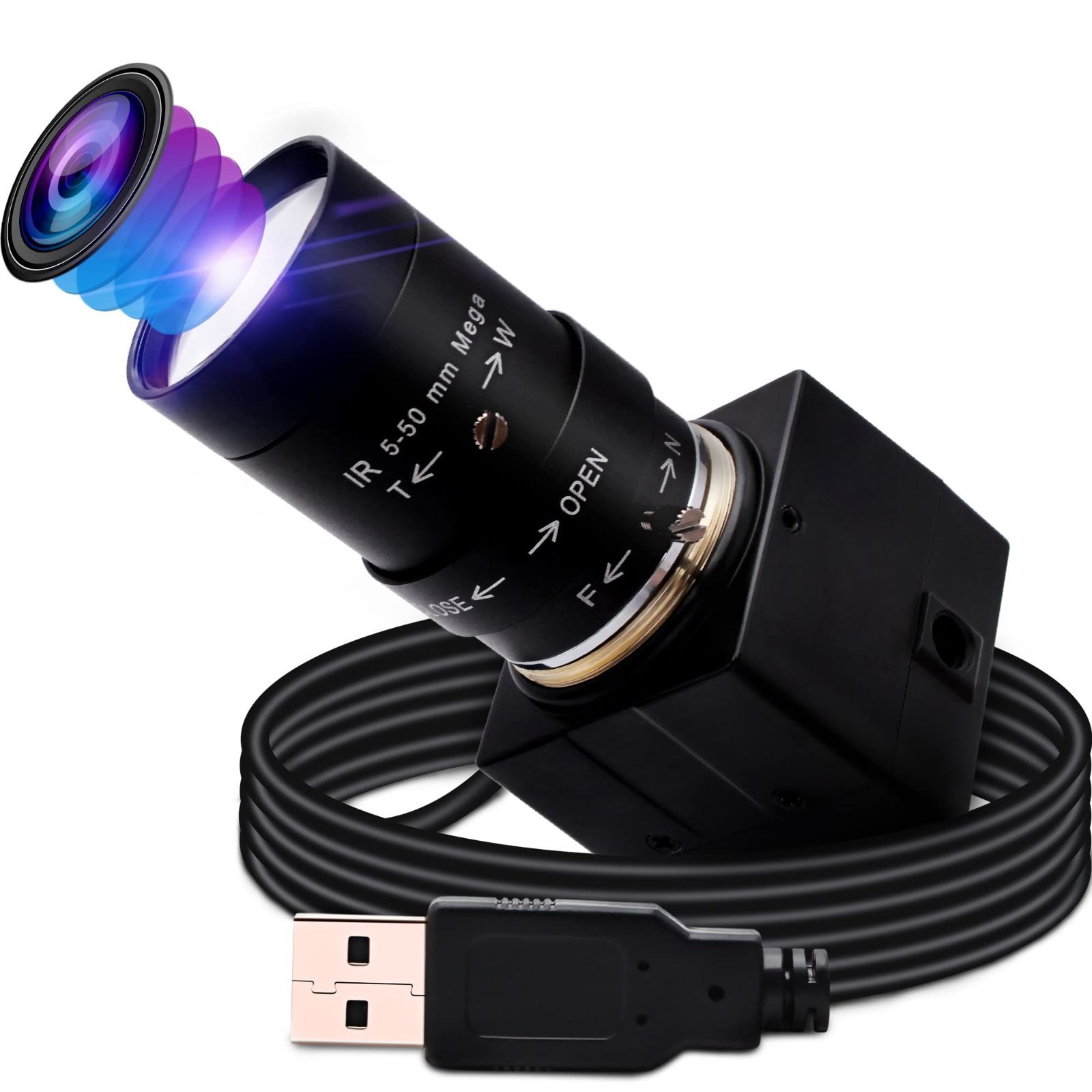 新品 ELP 光学10倍ズーム Webカメラ 200万画素 低照度 ウェブカメラ 5-50mm 可変焦点レンズ Web会議用 カメラ H.264 ガンカメラ Sony IMX323望遠カメラ 0.01Lux Webかめら Windows/Mac/Linux/A