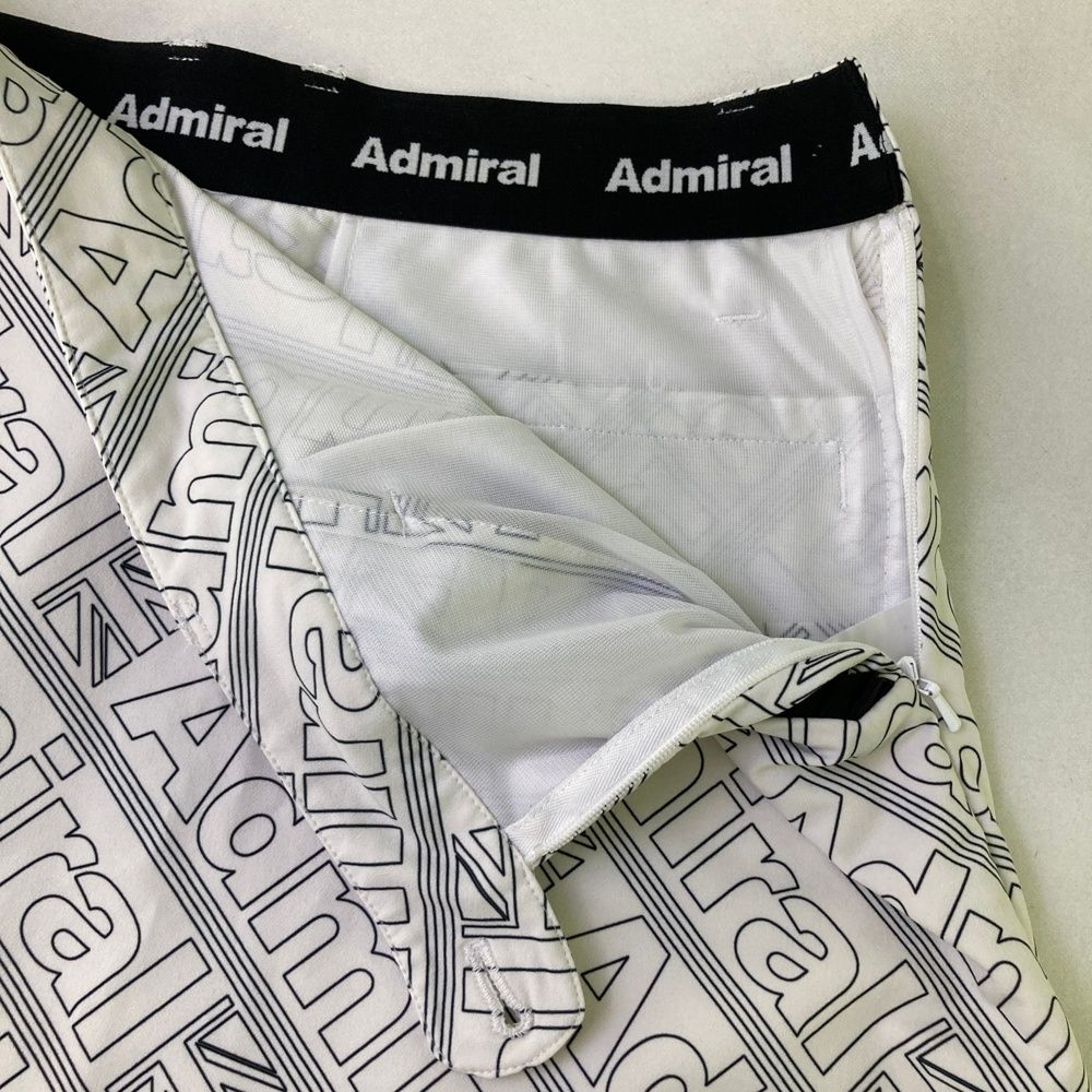 サイズ：L ADMIRAL アドミラル ストレッチスカート ロゴ 総柄 ホワイト