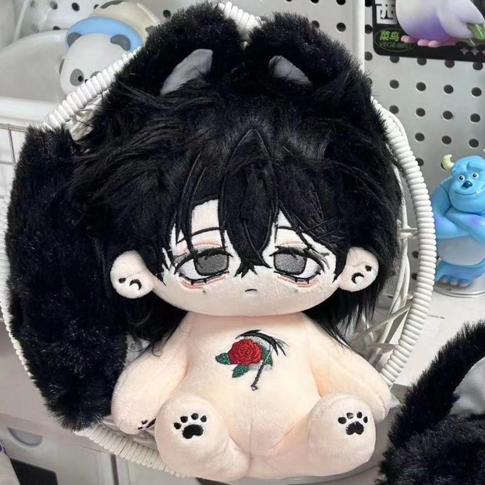 本体 しっぽ スケルトン 骨 ぬいぐるみ 20CM 無属性 黒髪 耳 推し活 推しぬい 綿人形 棉花娃娃 ちびぐるみ コットンドール cotton doll-W039