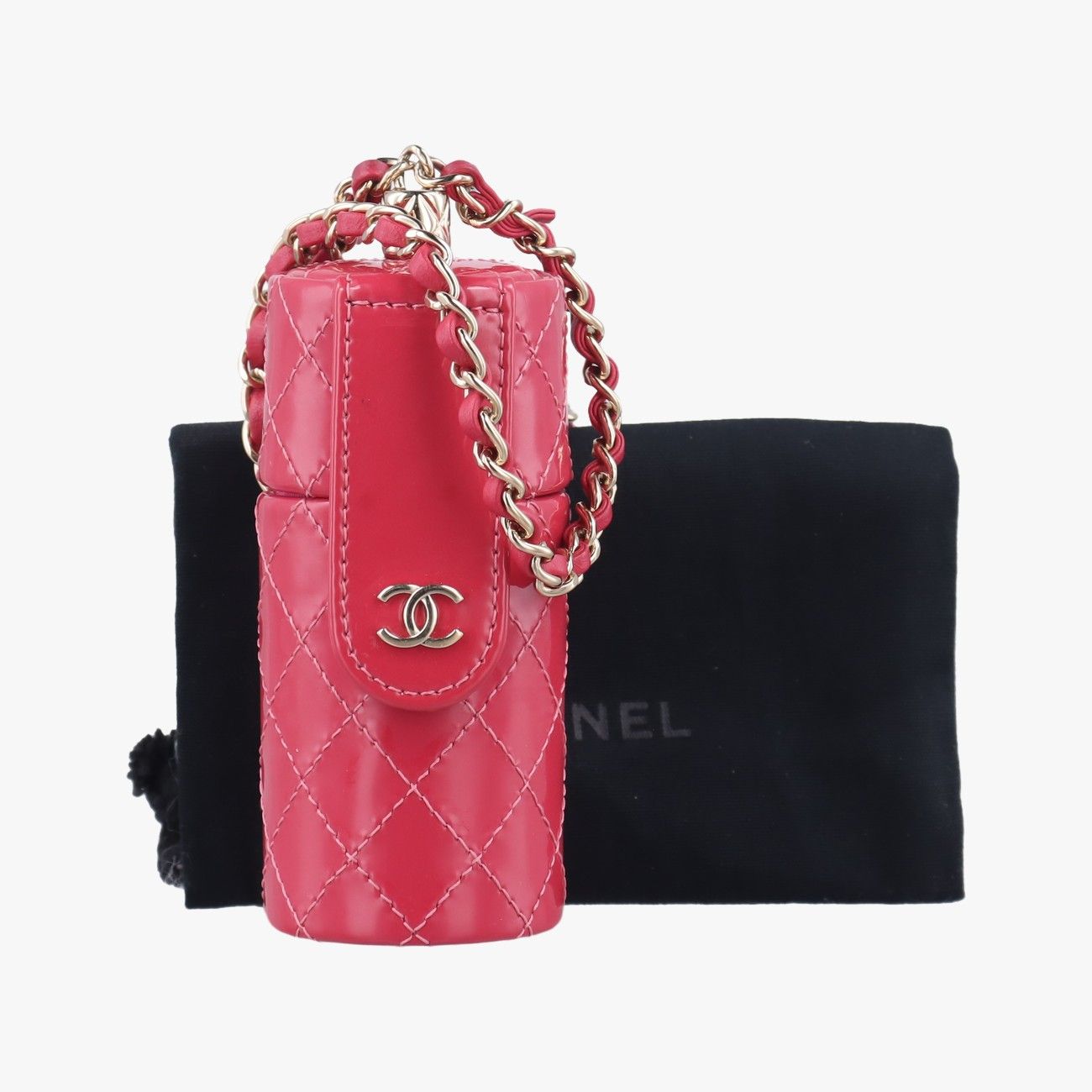 シャネルChanelマトラッセ リップケースピンクパテントAP157230582581