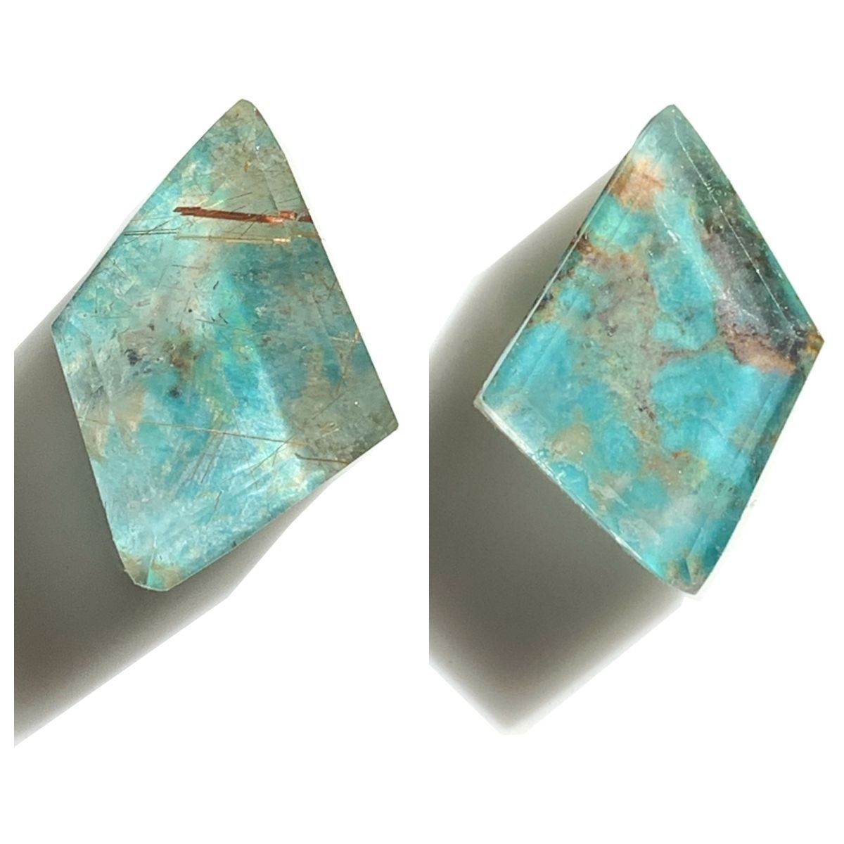 ターコイズ×ルチルクォーツ×クリスタルクォーツ ダブレット ストーン ネックレス 両面ペンダント チャーム SV925シルバー １点もの 38