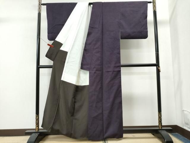 平和屋□極上 本場結城紬 重要無形文化財 色無地 真赭 逸品 未