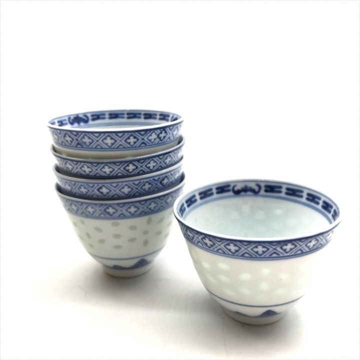 美品 景徳鎮 玩玉 中国 骨董 透かしホタル 青い花模様 中国茶器