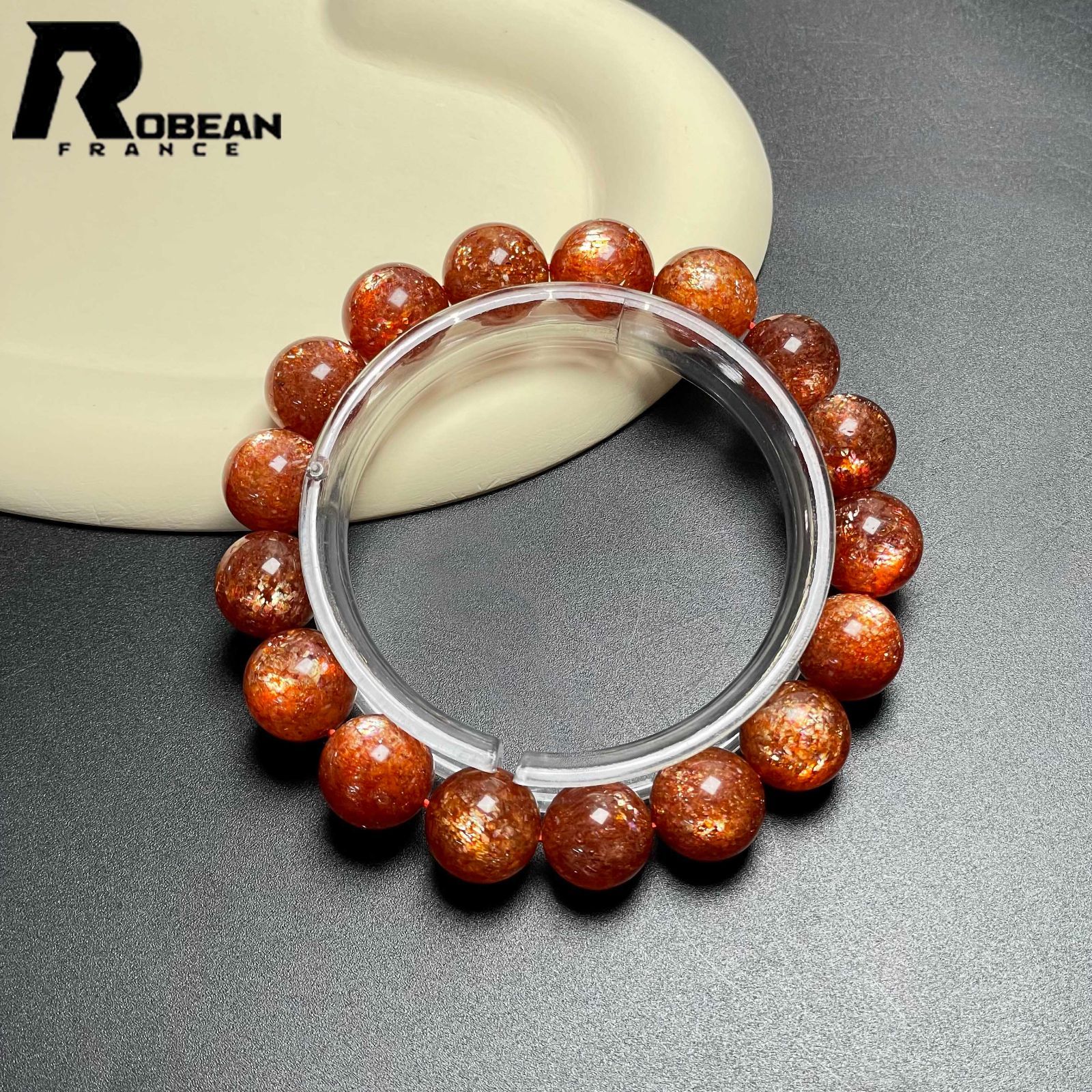 10 OFFクーポン配布中 EU製 定価165万円 ROBEAN サンストーン パワーストーン ブレスレット 太陽石 勝利 金運 プレゼント1 11.8-12.7mm D0922546
