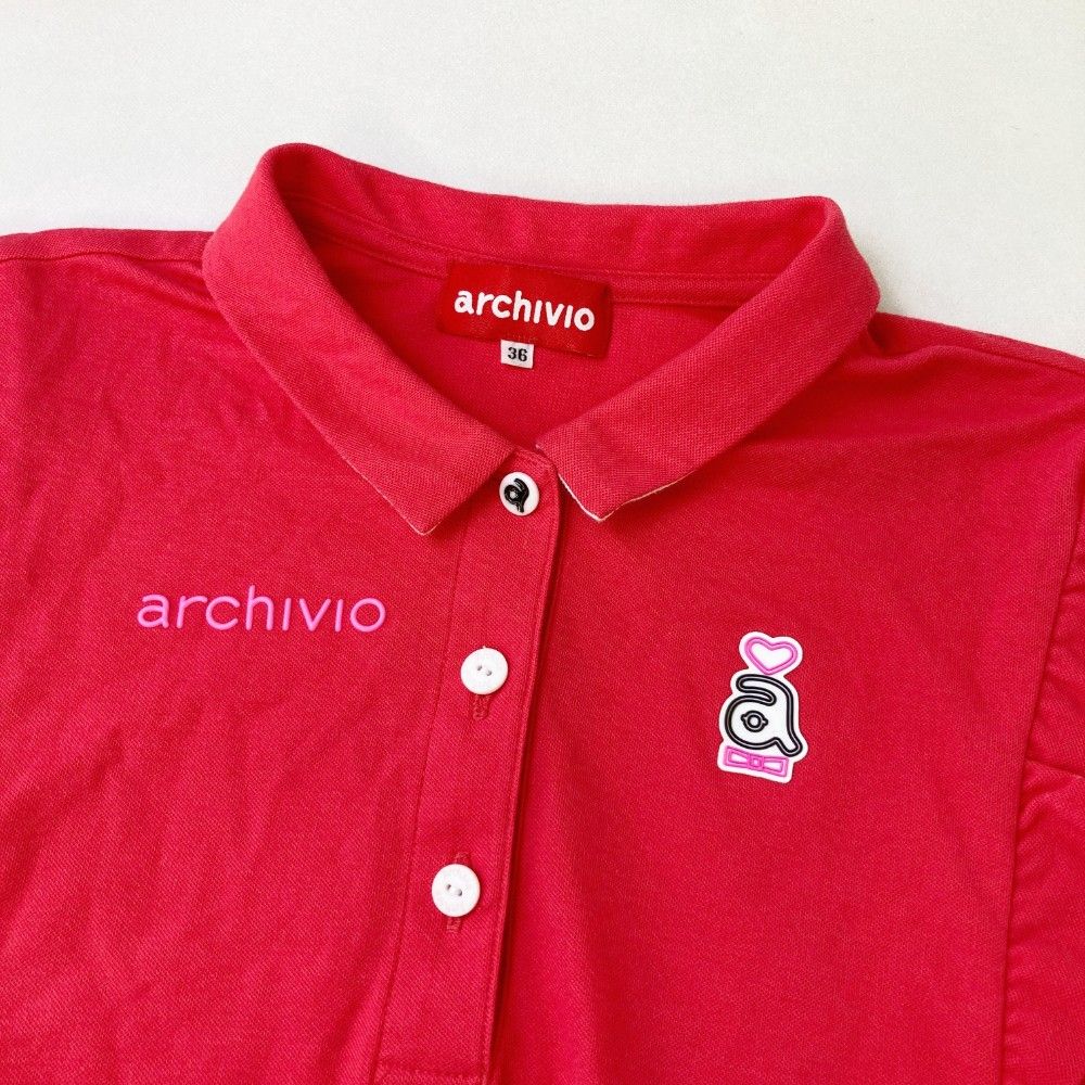 サイズ：36 ARCHIVIO アルチビオ ノースリーブポロシャツ レッド系