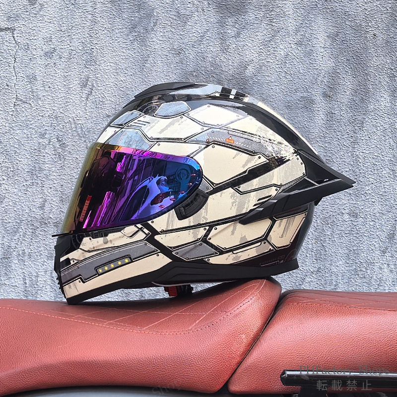 ヘルメット フルフェイスヘルメット バイク DOT認証 バイクヘルメット シールドヘルメット 耐久性 安全性 通気性 男女兼用 シールド6色選択可 おしゃれ メカニカル風 ベージュ B40