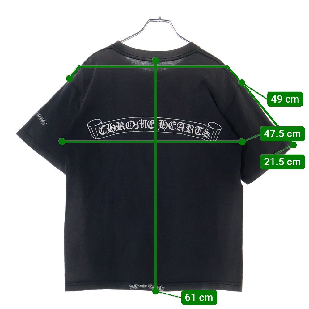 クロムハーツ ダガー ネックロゴ スクロールラベル 半袖 Tシャツ 初期 黒 クロムハーツ ダガー ネックロゴ スクロールラベル 半袖 Tシャツ