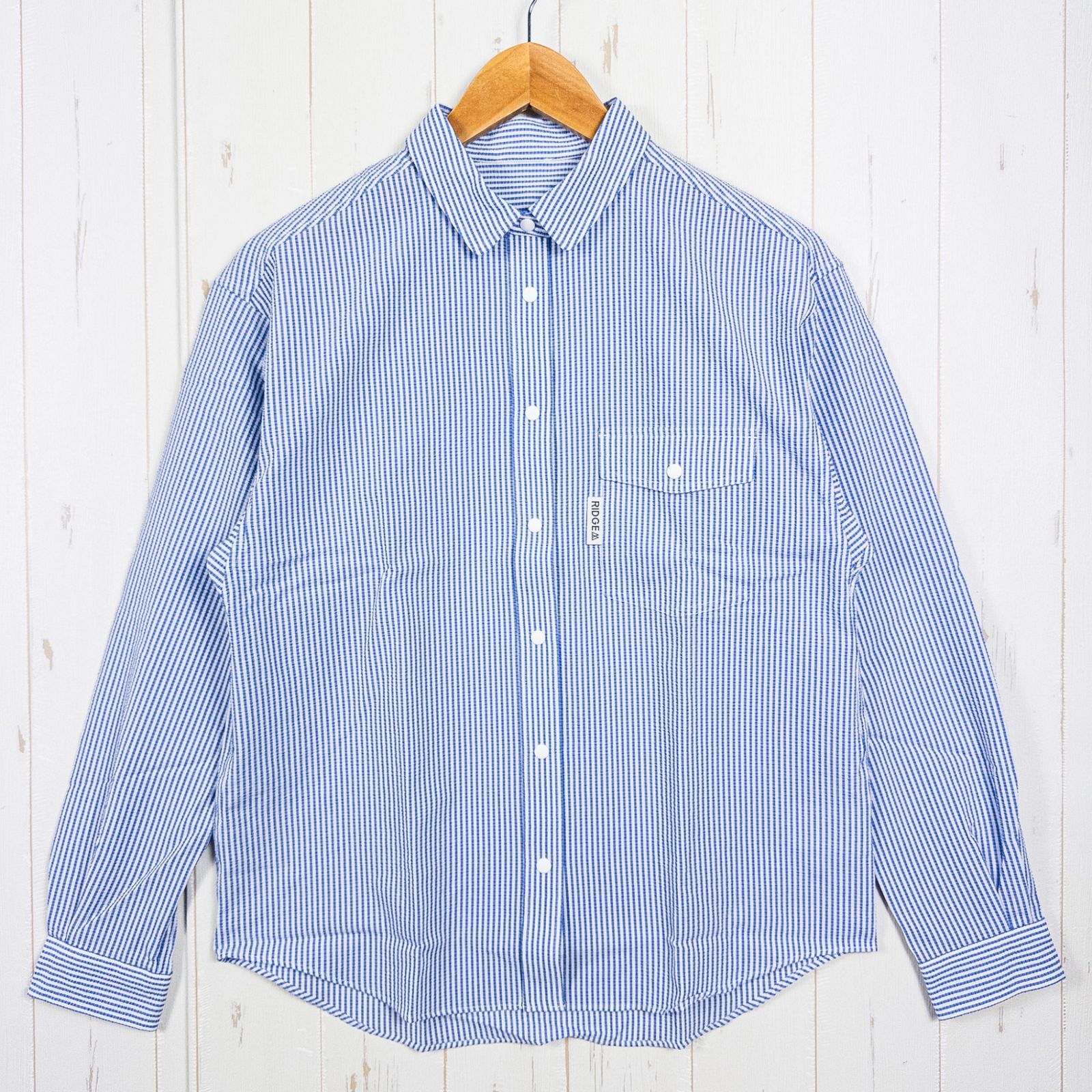 Women s M ブルー系 Ridge Mountain Gear リッジマウンテンギア ベーシック ロングスリーブシャツ ストライプ Basic Long Sleeve Shirt Stripe Blue | White ポリエ