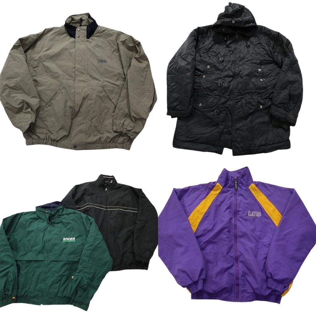 古着卸 まとめ売り フルジップジャケット 5枚セット (メンズ XL ) カレッジロゴ LSU ブルゾン ワンポイント ドローコード 中古 古着 MX9817