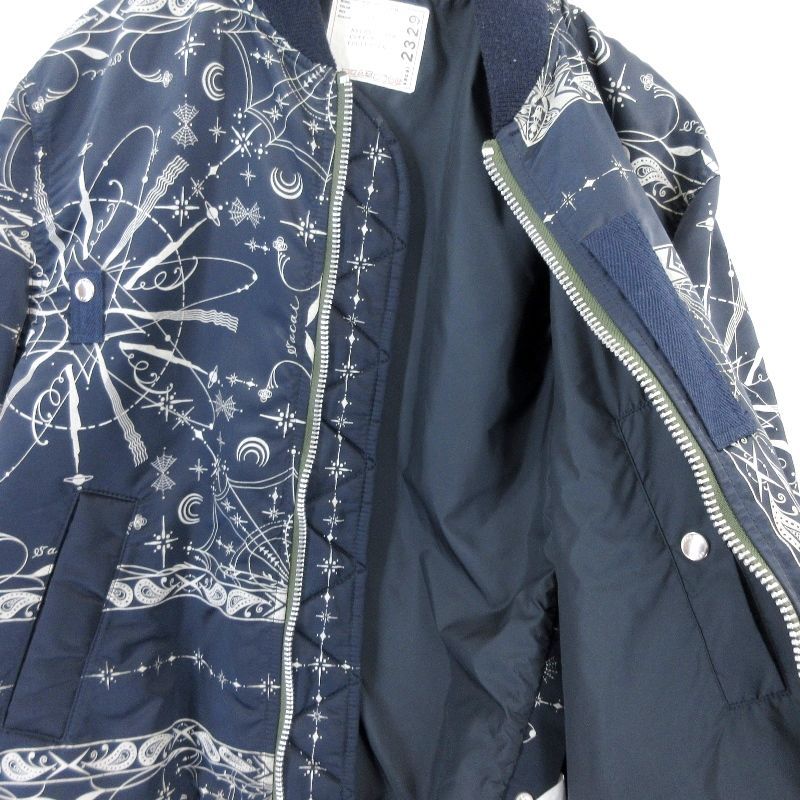 sacai × Dr.Woo サカイ ドクター・ウー MA-1 0-02329M 20AW BANDANA PRINT BOMBER JACKET  バンダナ ネイビー 320019546 - メルカリ