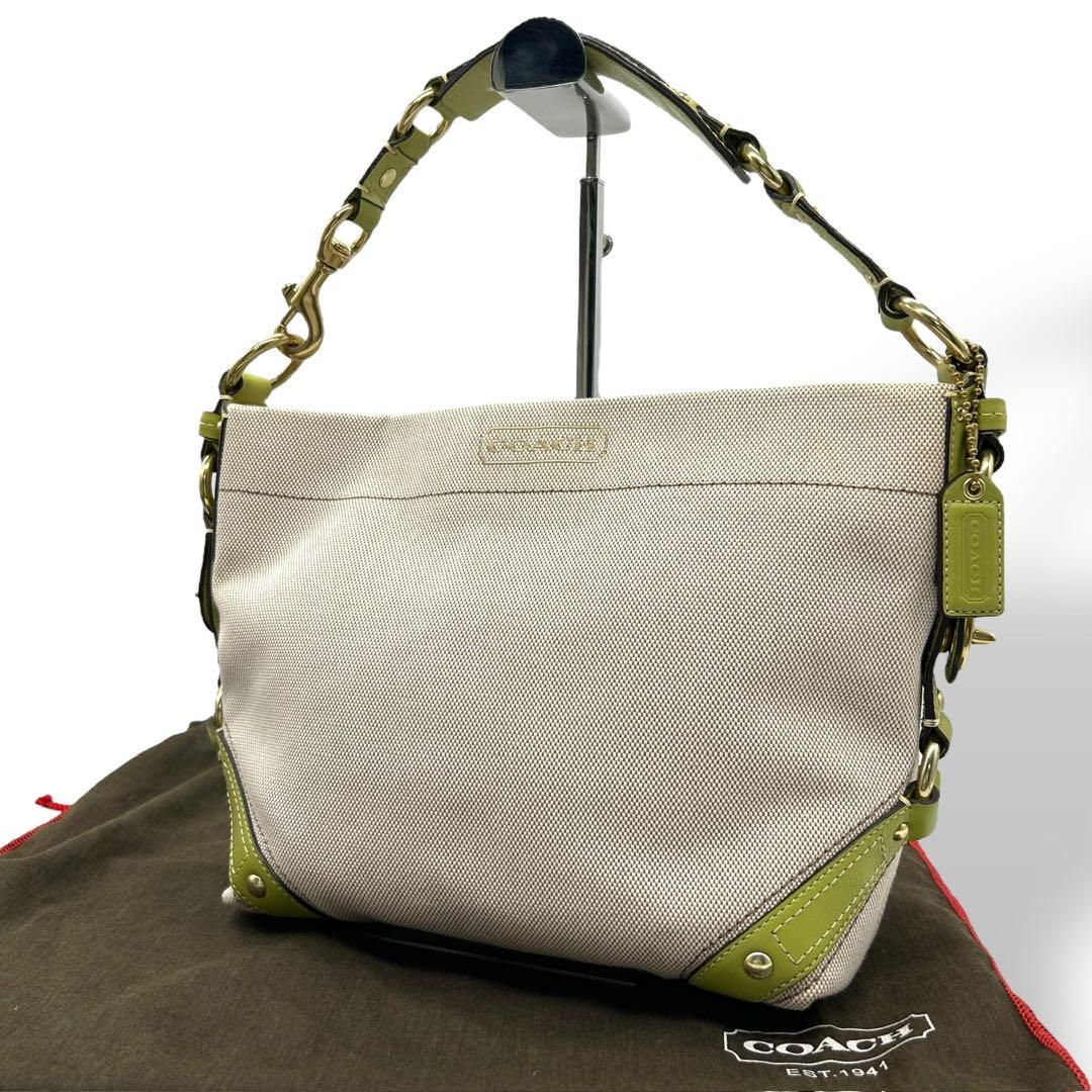 高評価なギフト 良品 1756 レザー キャンバス ワンショルダーバッグ COACH バッグ