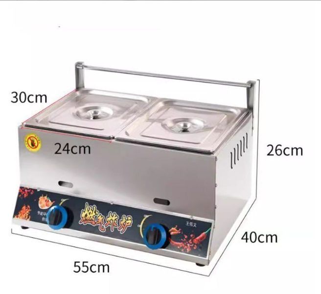 大型ガスフライヤー 8L 8Lダブルシリンダー フライヤー ステンレス鋼 揚げバスケット付き卓上フライヤー厨房機器 温度調整機能 LPガス用