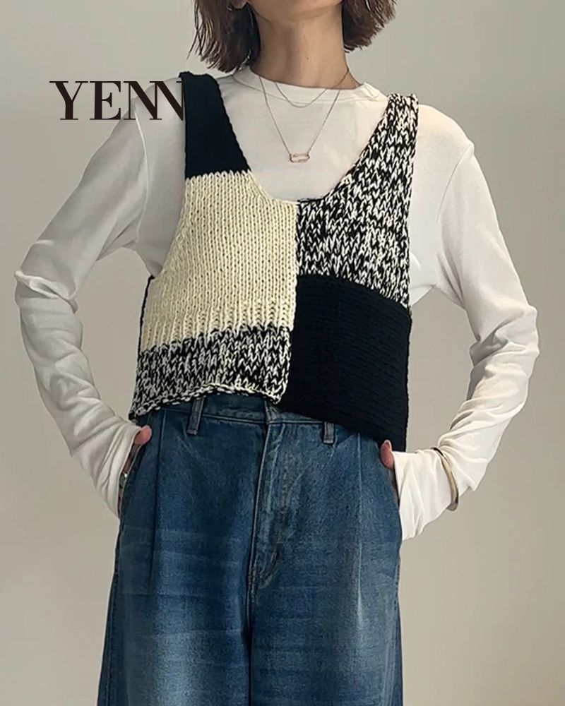 イエン YENN パッチワークビスチェ ミックス編み ベスト YENN イエン