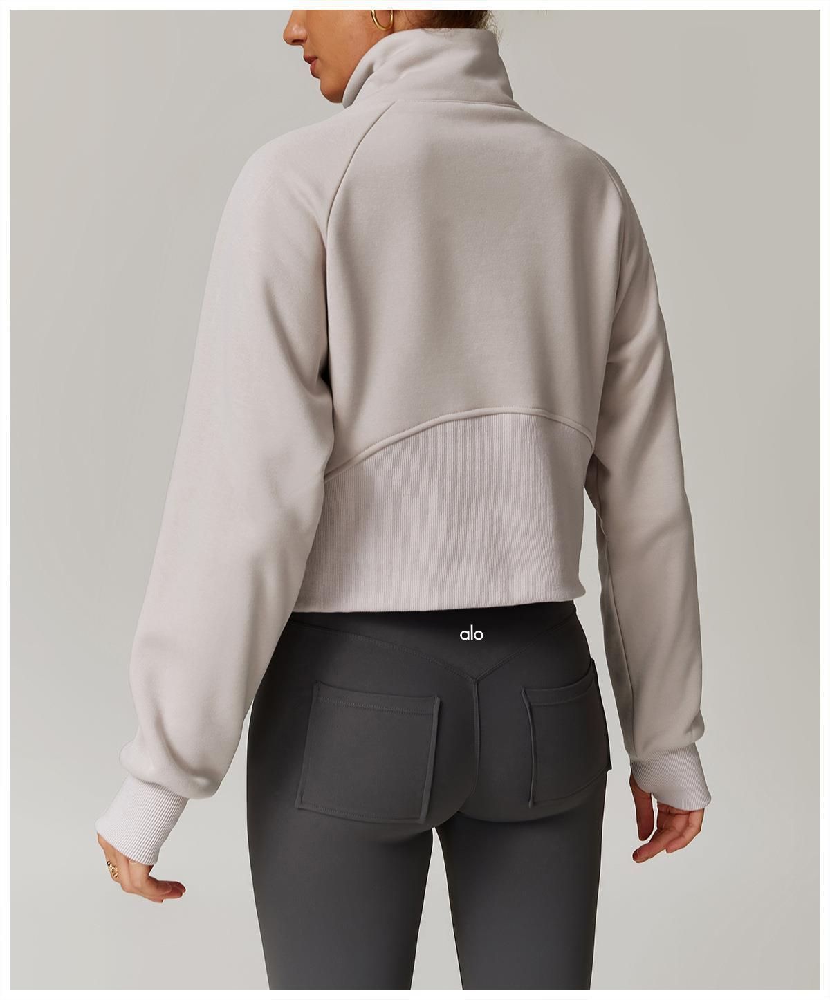 Alo Yoga ヨガスウェット レディース 冬用ハーフジップ ボア厚手