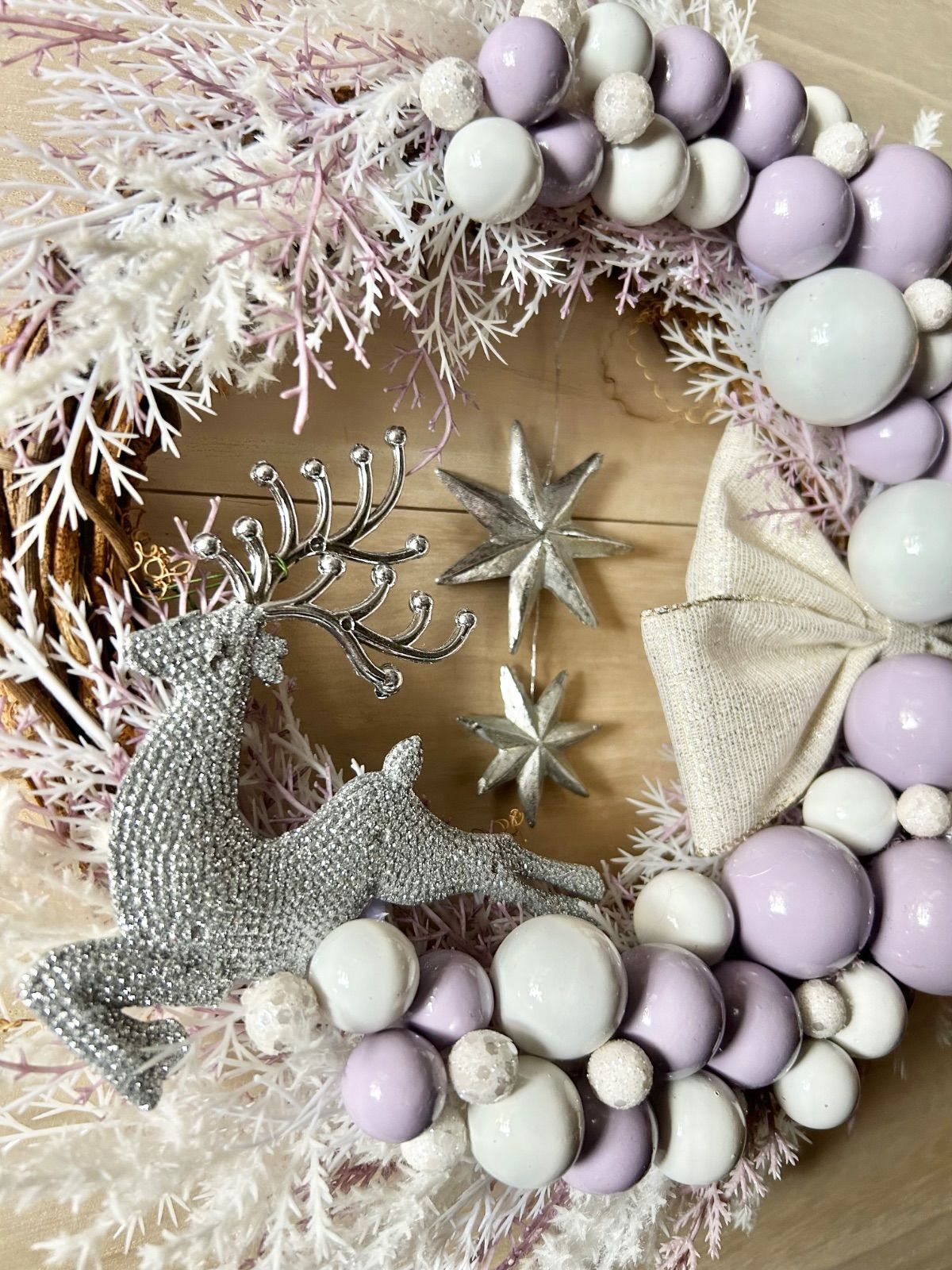 7-141 大きめリース クリスマスリース 三日月リース ハーフ