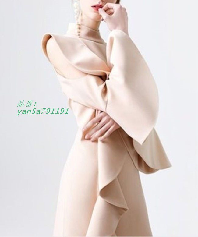 パーティードレス レディース ピンクベージュ パフスリーブ ワンピ ワンピース 花嫁 パーティ 二次会 結婚式 成人式 社交 フォーマル お呼ばれ ドレス yan5a791191