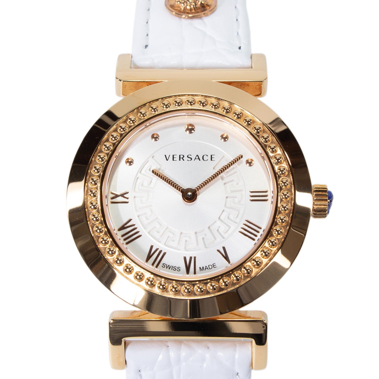 極美品箱/証VERSACEヴェルサーチヴァニティレディース腕時計ホワイトクォーツ 極美品箱/証VERSACEヴェルサーチヴァニティレディース腕時計ホワイト