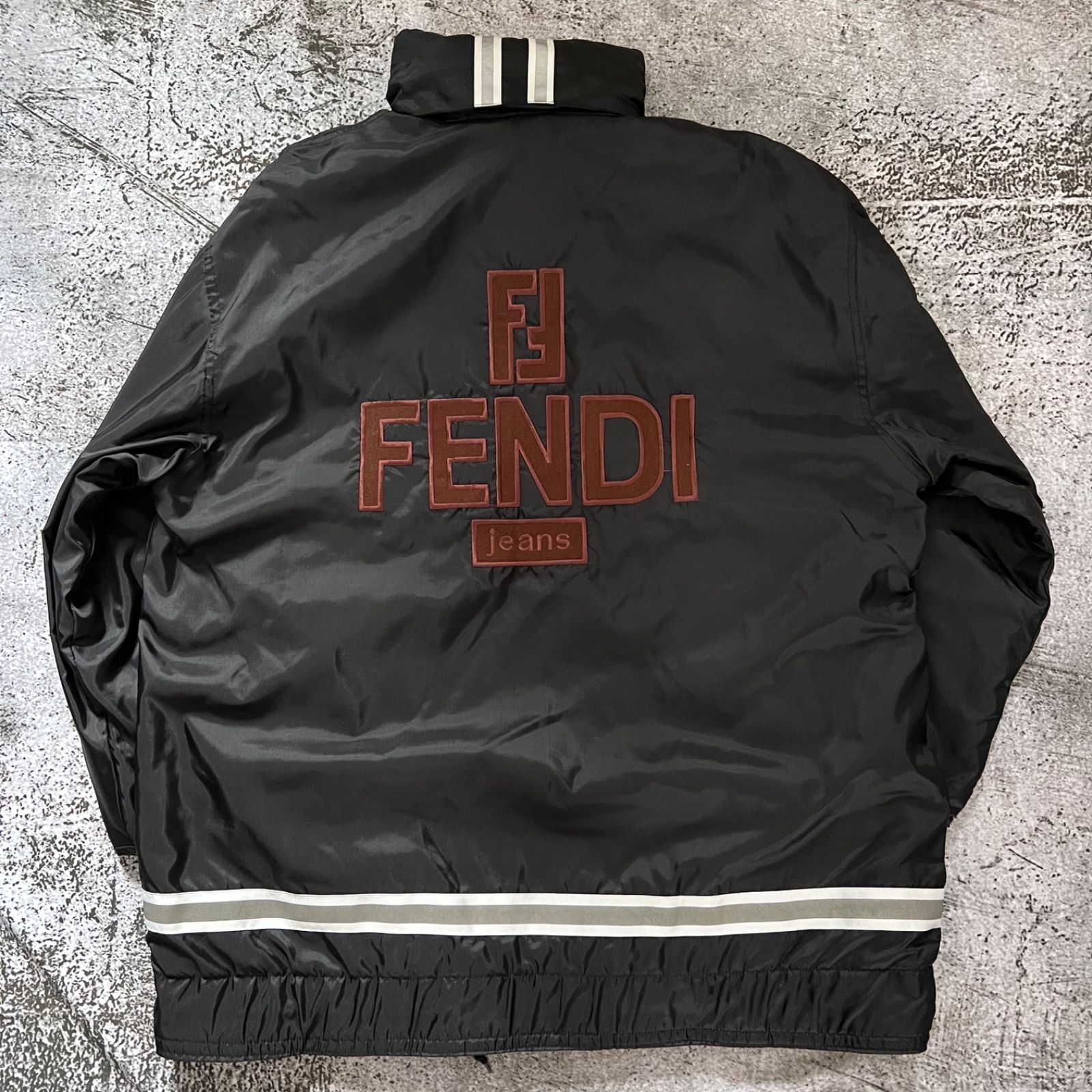 80's FENDI フェンディ ジャケット ビッグロゴ ロゴ フーディー ジップ