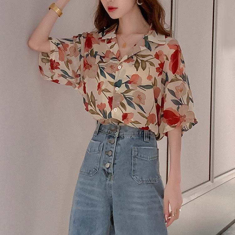 レディース 和柄 開襟シャツ 花柄シャツ ハワイ 半袖 アロハ