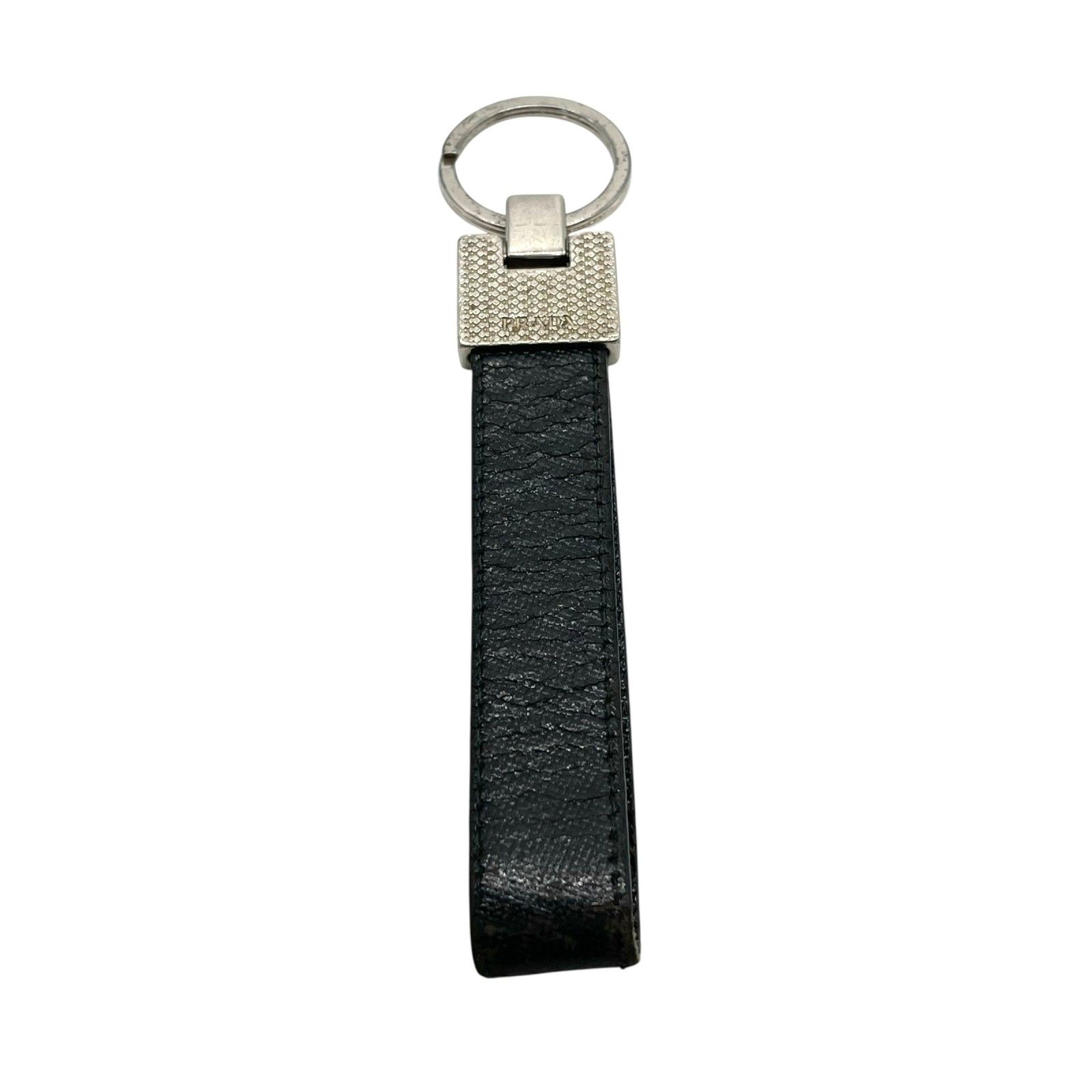 PRADA プラダ キーリング M780 ブラック レザー×シルバー金具 美