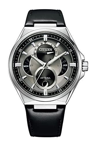 Citizen 腕時計 アテッサ エコ ドライブ リングソーラー ACT Line トリプルカレンダー ムーンフェイズ BU0060-09H メンズ シルバー ブラック