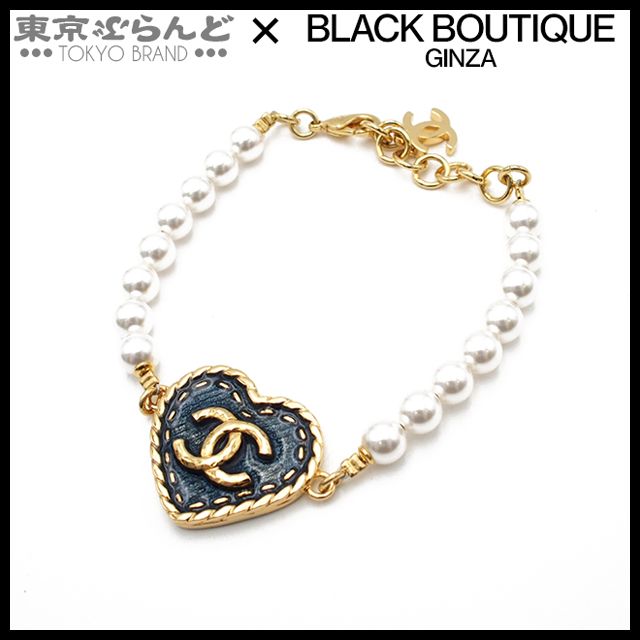 シャネル CHANEL ハート ココマーク ゴールド ブルー GP フェイクパール I24P デニム風 ブレスレット レディース 101739636  - メルカリ