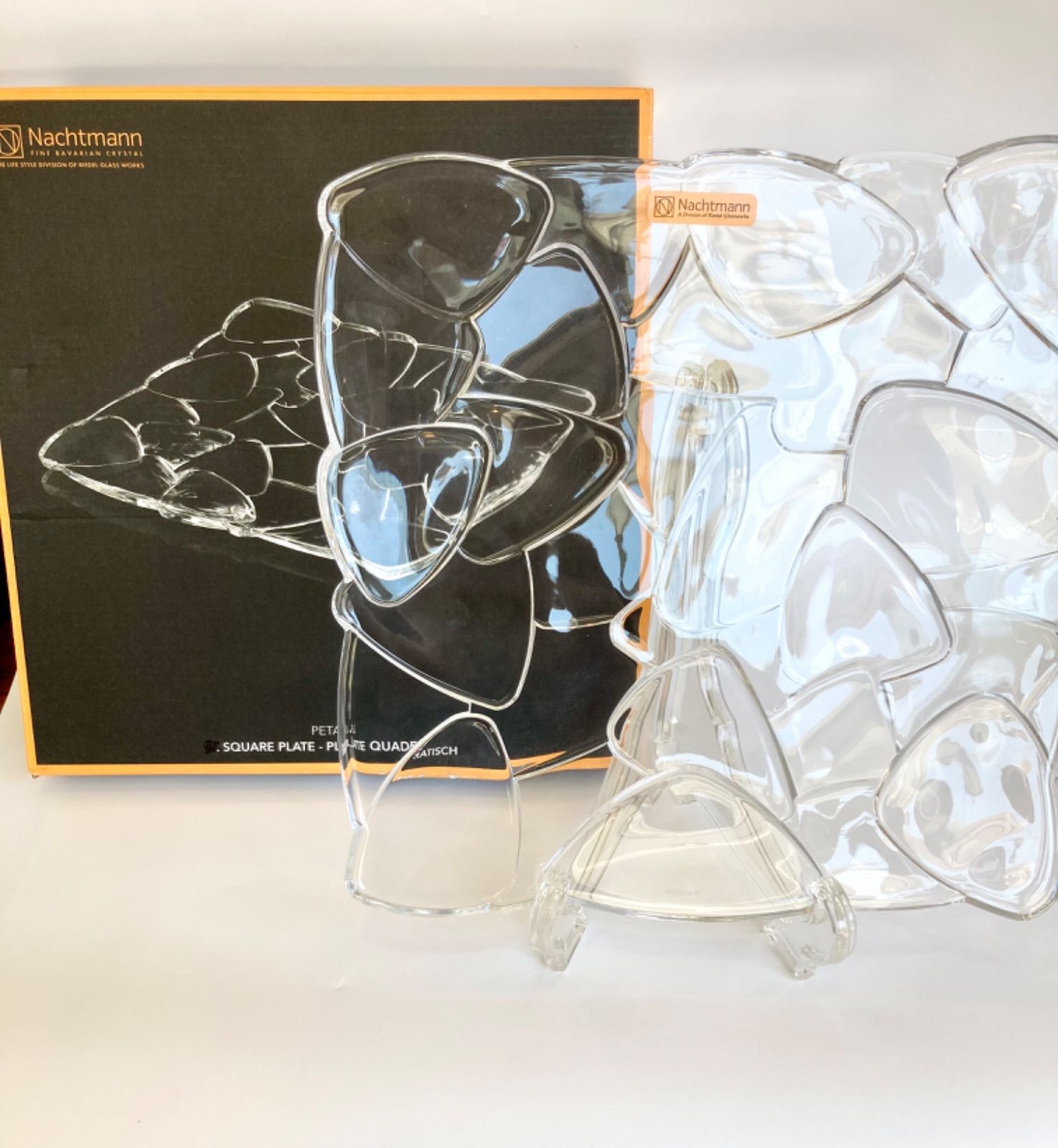 新品未使用品】ナハトマン ペタル スクエアプレート クリスタルガラス 