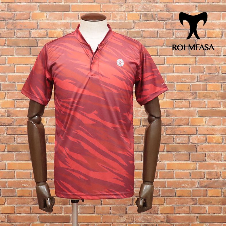 ROI MFASA/Lサイズ/アニマル柄 ショールカラー 半袖ポロシャツ  ロイムファサ LAILING ライリング 新品/赤/レッド/ir111/