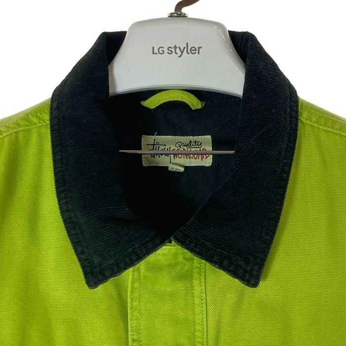 ☆STUSSY ステューシー WASHED CANVAS SHOP JACKET ネオンイエロー