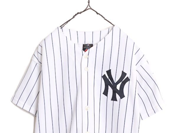 MLB オフィシャル Majestic ヤンキース ベースボール シャツ ボーイズ XL メンズ S 程/ 古着 ユニフォーム メジャーリーグ 半袖シャツ 限定 お得なクーポン配布中!】 MLB オフィシャル Majestic ヤンキース