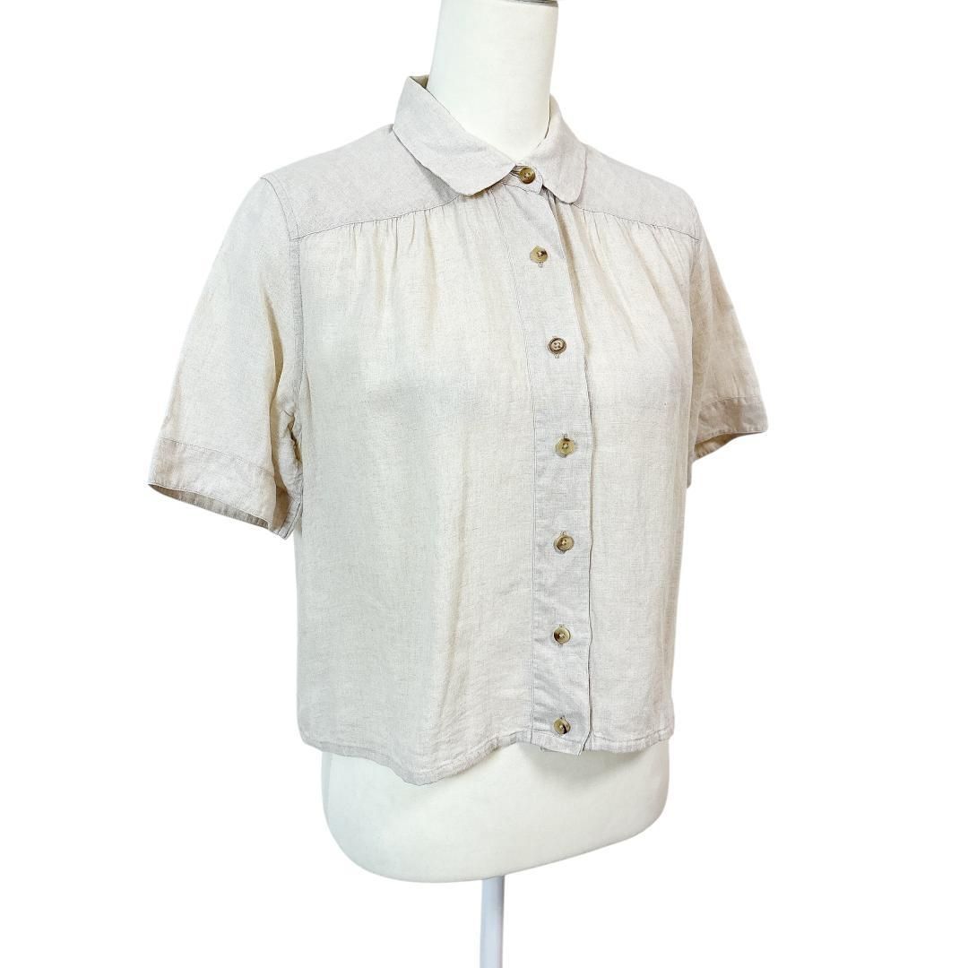 マーガレットハウエル 麻100％ 半袖リネンシャツ 1 ライトベージュ