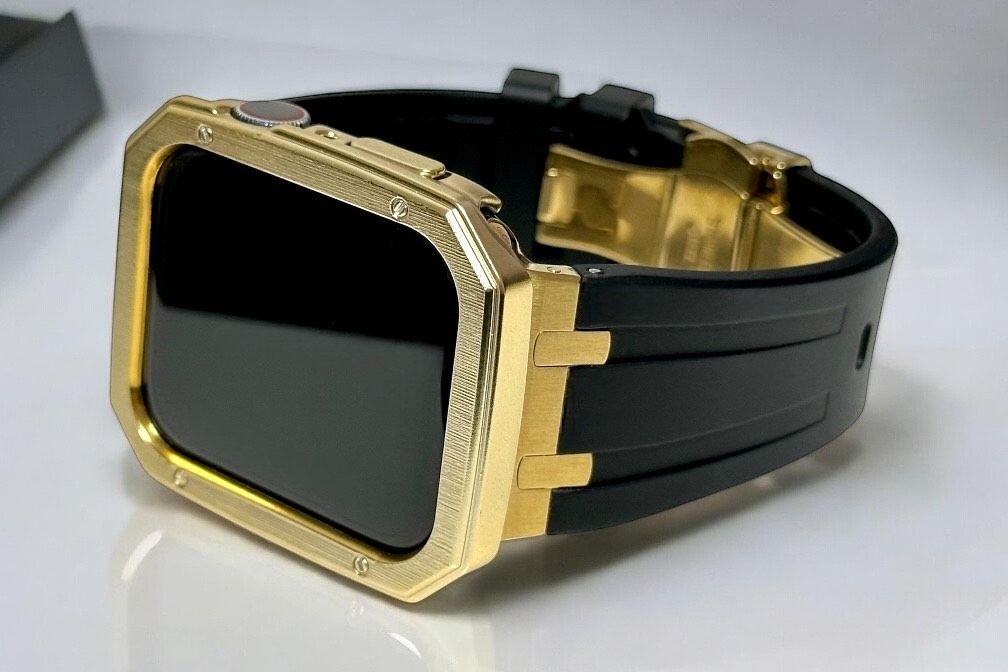 ブラックゴールド アップルウォッチバンド ラバーベルト Apple Watch保護カバー 艶消しケース メンズ レディース 44mm45mm49mm ウルトラ ultra ultra2 se