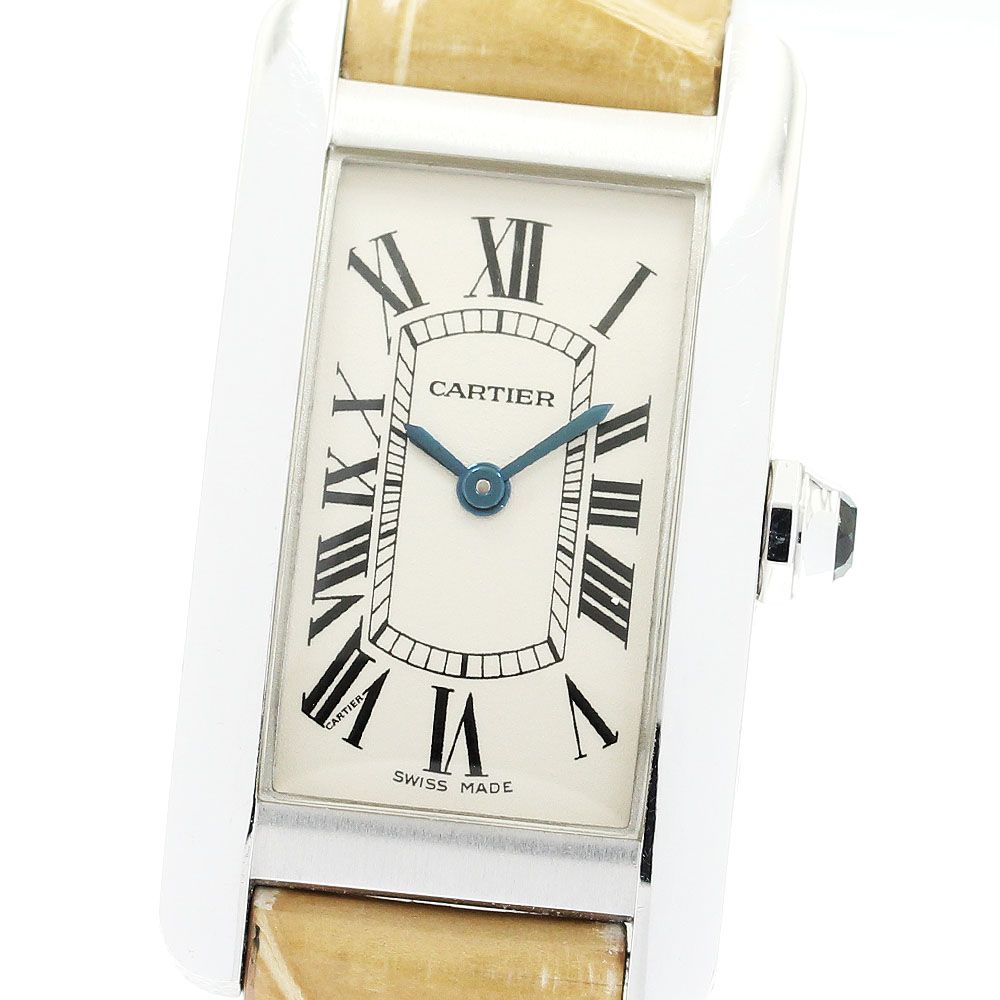 カルティエ CARTIER W2601956 タンクアメリカン SM K18WG アフターダイヤベゼル クォーツ レディース 箱付き_791191 Cartier（カルティエ） CARTIER W2601956 タンクアメリカン SM K18WG