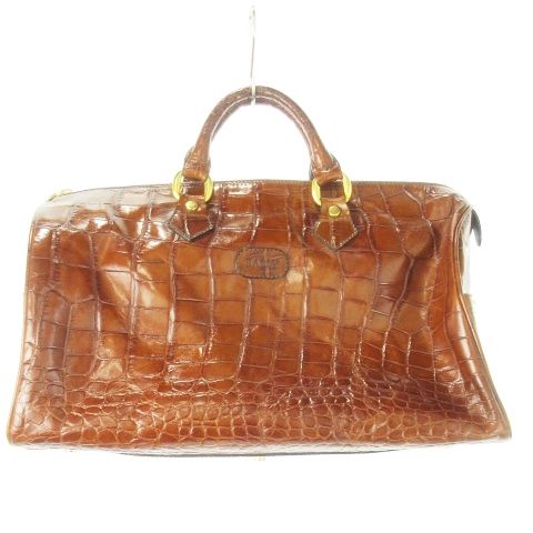 バリー BALLY ボストンバッグ レザー 革 クロコ型押し ロゴ 茶 ブラウン |CK10 GY18