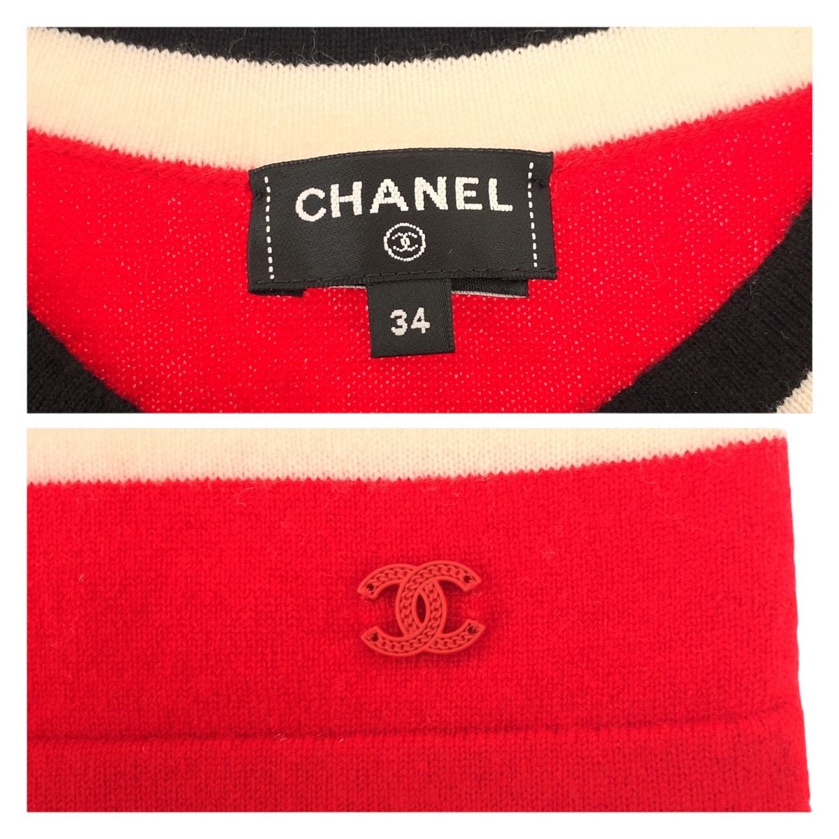 超美品 CHANEL シャネル ココマーク サイズ34 レッド ブラック