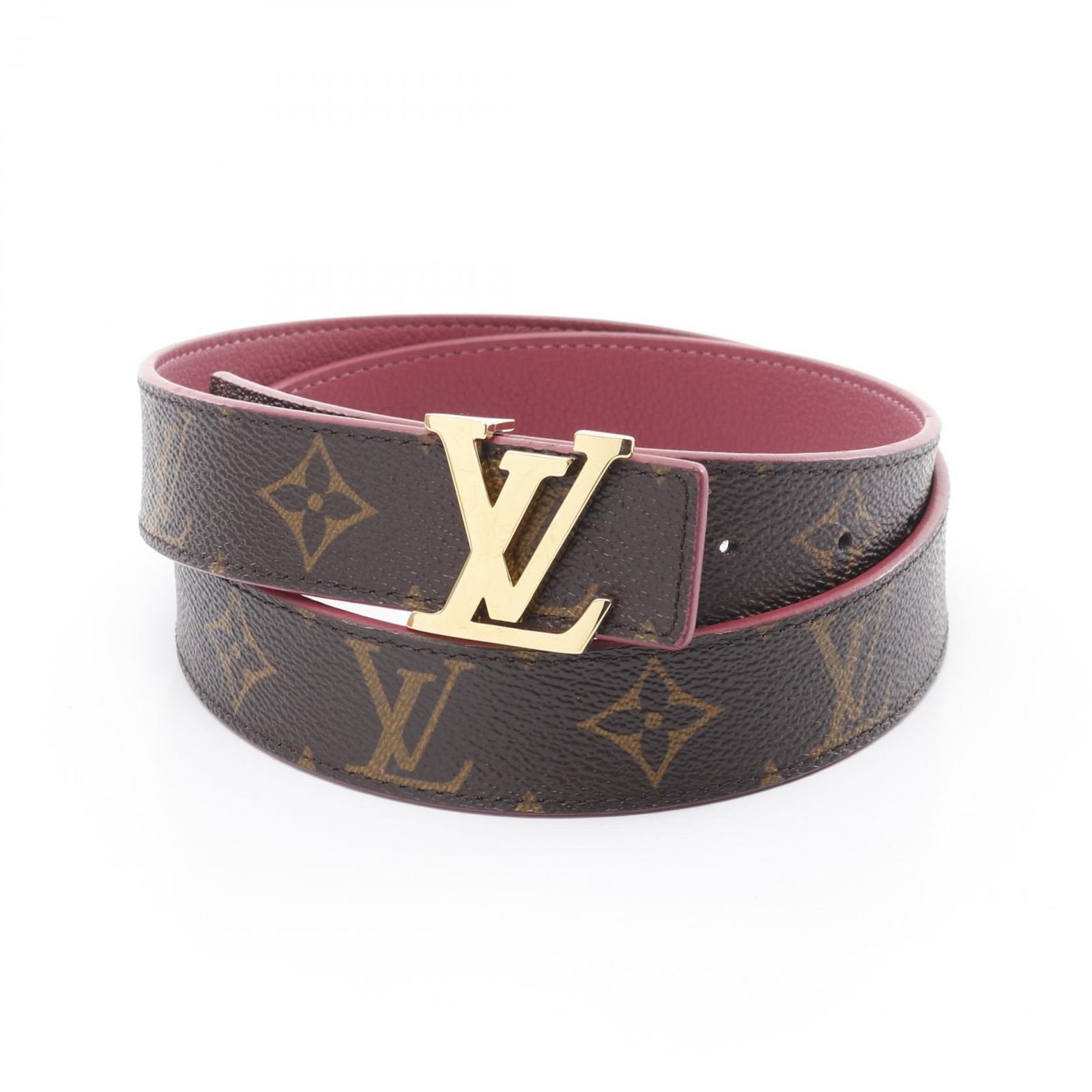 ルイ ヴィトン LOUIS VUITTON ベルト LVイニシャル 30MM リバーシブル M9422 PVCコーティングキャンバス レザー ベルト レディース Used A